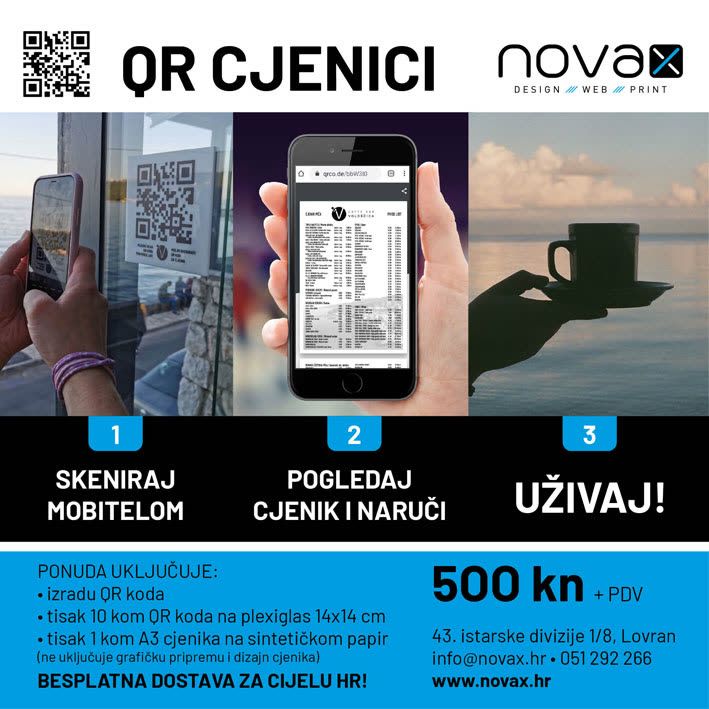 QR code cjenici na plexiglasu – Novax Lovran